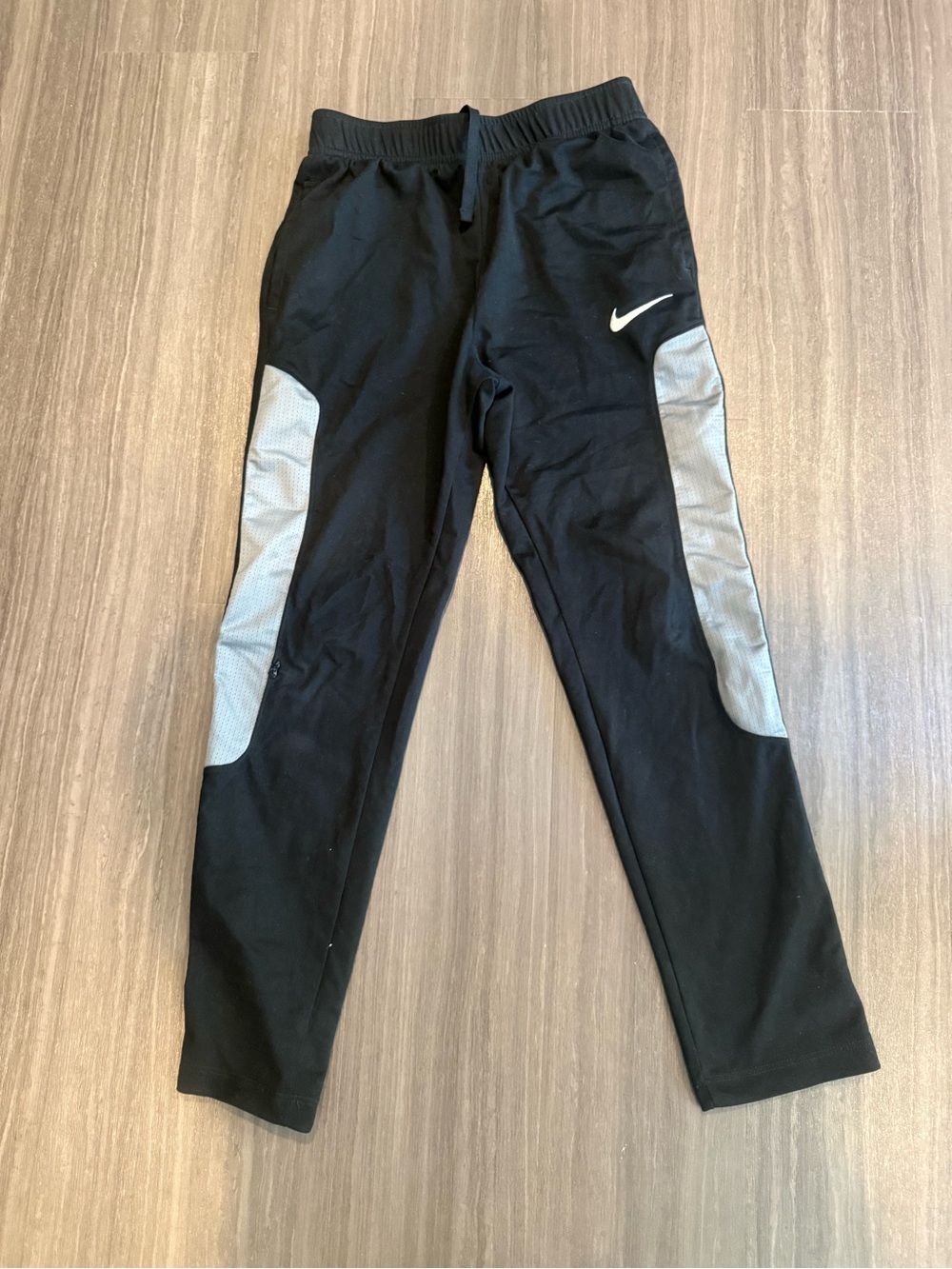 Nike Kids Black Joggers with Gray Side Panels